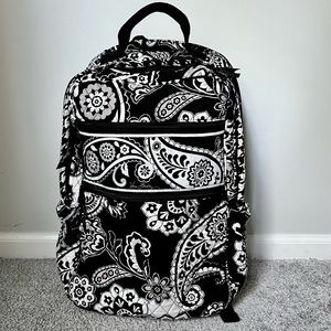 Vera Bradley Black and White Paisley Backpack with Laptop Sleeve